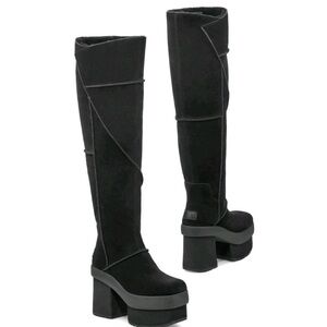 UGG New Heights Platform Xtra Women's Suede Over the Knee Boots Black Size 8